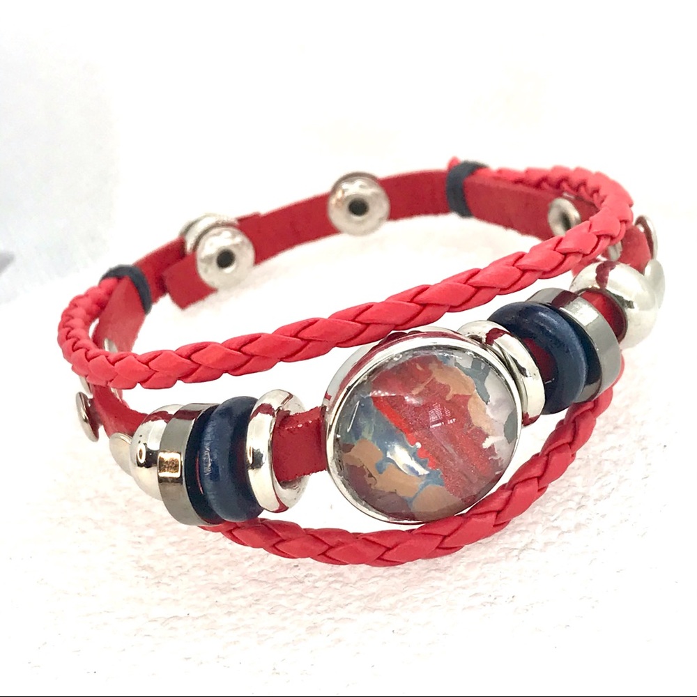 Leather snap bracelet Handmade 20mm snap SB20